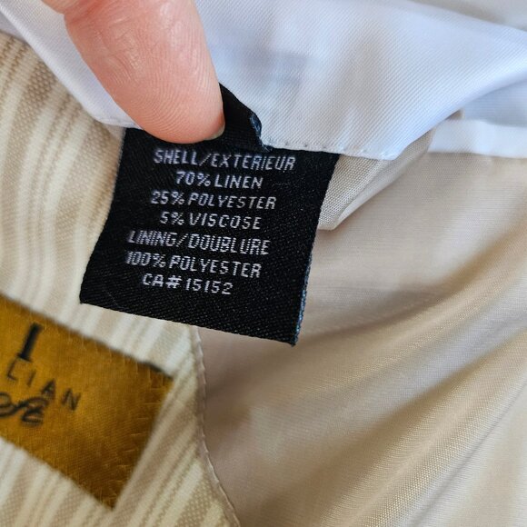 Italian Soft Men’s Linen Blend Beige Striped Event Casual Suit Size 44T/Medium - Picture 9 of 10